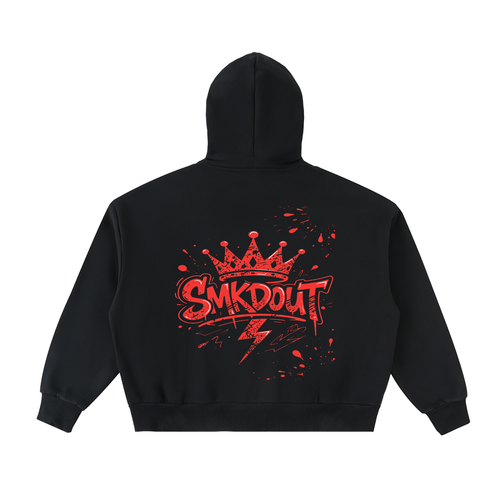 CROWNED SMKDOUTFleeced Full-Zip Boxy Hoodie